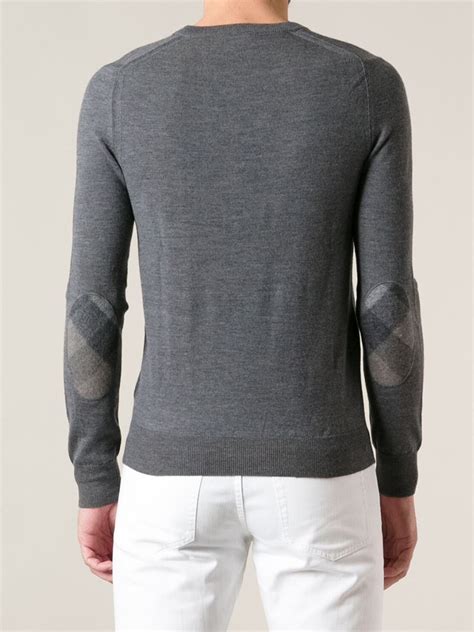 burberry men's merino wool with elbow patches|Burberry Gray Elbow Patch Merino Wool Sweater .